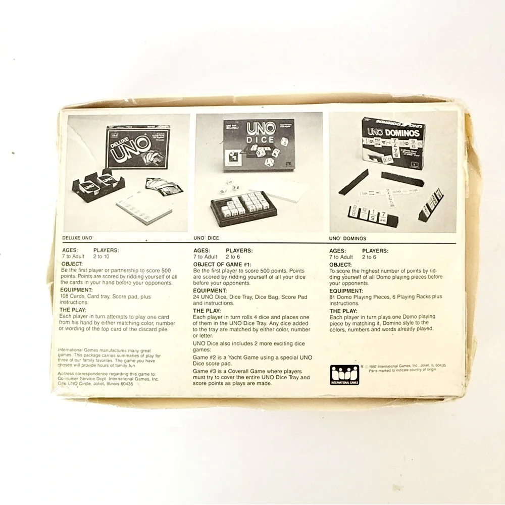 Vintage 1986 UNO Dominos Game Set, Racks, Instructions, Made in Taiwan - Picture 3 of 7